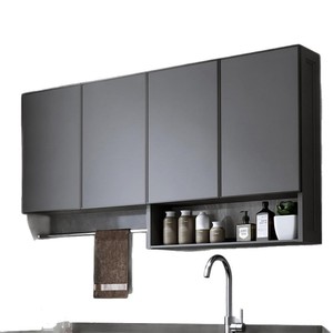Wan Yusen Wall Mounted Storage <b>Cabinet</b> <b>Grey</b> Powder Coated Punch Free Bathroom Kitchen Use - Product Image 5