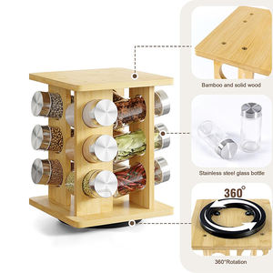 ชั้นวางเครื่องเทศหมุนได้ WDF พร้อมที่เก็บเครื่องปรุงรส 12 กระปุก ชุดชั้นวางเครื่องเทศไม้ไผ่แบบหมุน - Product Image 3