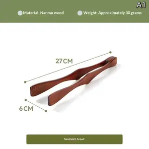 1 Pince de cuisine en bambou pour aliments, toast, salade, sushi, barbecue, <span class=keywords><strong>bacon</strong></span>, steak, pain, gâteau, ustensile de cuisine domestique - Product Image 4