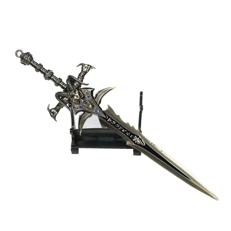 World of warcraft trompete frostmourne pingente de metal anime espadas e facas