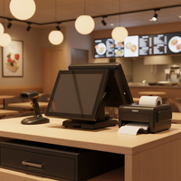 Sistema POS con Pantalla Táctil Capacitiva Dual de 15 Pulgadas, Caja Registradora para Restaurante, Supermercado, Comercio Minorista, Disponible en Stock