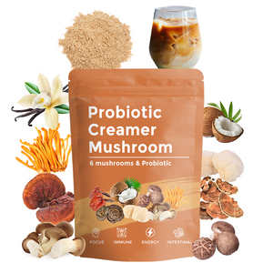 Crema de café probiótica con 6 hongos adaptogénicos orgánicos con cola de pavo Shiitake Reishi MCT aceite de vainilla crema de café - Product Image 1