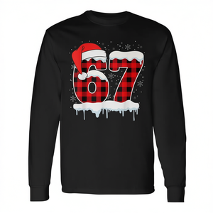 Six Seven 67 T-shirt à manches longues à carreaux rouges de Noël pour garçons Gen Alpha Xmas Shirt - Product Image 2