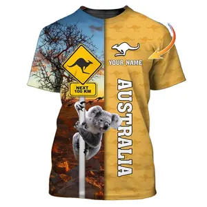 Dtgオーストラリアンコアラカスタム100ポリエステルクールクイックドライマラソンTシャツランニングTシャツ昇華Tシャツ