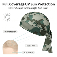 Casquette de cyclisme camouflage d'extérieur, respirante, anti-UV, en polyester satiné imprimé
