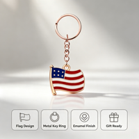 Maßgefertigter Emaille-Schlüsselanhänger mit Amerikanischer Flagge Roségold Metall-Schlüsselring USA-Flaggen-Anhänger Schlüsselkette Geschenk für Werbeaktion Souvenir