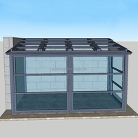 Serre de jardin électrique en verre inclinée 4 saisons, véranda en aluminium et verre pour solarium
