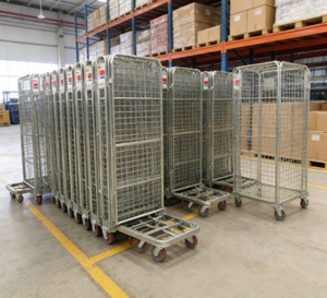 कारखाने-अनुकूलित गैल्वेनाइज्ड 4-शेल्फ रोलर उच्च क्षमता पोर्टेबल चल जंग-प्रतिरोधी रसद ट्रॉली भंडारण - Product Image 4