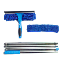 Lave-vitre ESD 2-en-1 en microfibre chenille avec poignée en plastique amovible Tête rotative-Outil de nettoyage de vitres