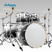 Gradient Color Large Hanging Extended Bass Drum Set, Wholesale Manufacturer 5-Drum 2/3/4 Cymbals, Maple PVC Laminated Percussion