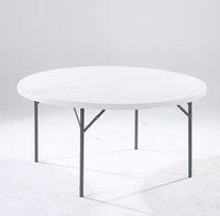 Table pliante ronde en plastique blanc granit de 1,8 m (6 pieds) Bjflamingo Table pliante en plastique de 6 pieds