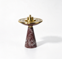 Brûleur à Bakhoor en marbre rouge de luxe avec couvercle en laiton, brûleur à encens Oud arabe traditionnel, pour la décoration aromatique de la maison pendant le Ramadan