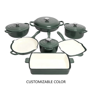 Ensemble de 11 ustensiles de cuisson modernes en fonte à induction, compatibles <span class=keywords><strong>four</strong></span>, avec revêtement émaillé, comprenant une <span class=keywords><strong>cocotte</strong></span> et un plat de service - Product Image 3