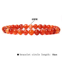 Pulseras de cuentas de piedra natural de 6mm, pulsera de cuerda elástica de ágata, pulseras de cuentas de piedras preciosas para mujeres y hombres