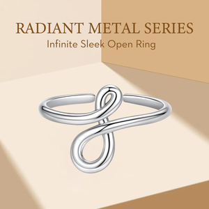 925 Sterling Silver Sparkling Infinite Sleek Open <strong>Ring</strong> Fine Jewelry for Women Stacked Shining Eternity Adjustable <strong>Ring</strong> - Product Image 5