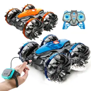 Jouets amphibies de voiture de cascadeur télécommandée pour enfants, jouet de camion radiocommandé, 2.4G, avec détection de geste