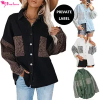 Sevgili sevgilisi özel etiket kadın kış giysileri 2022 moda yeni pamuk leopar özel Denim ceket kadın