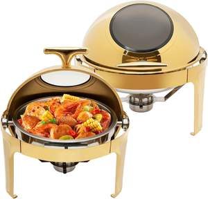 Luxuriöses Chafing Dish Buffet-Set mit Rolltopdeckel aus Edelstahl, Servier-Set für Catering, kommerzieller Speisenwärmer für Buffets mit Sichtfenster - Product Image 1