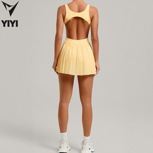 High Quality <strong>Women</strong> Outdoor Tennis <strong>Golf</strong> Dresses Quickly Dry Breathable Backless Running Workout Sportwear Dress Built in <strong>Shorts</strong> - Product Image 4