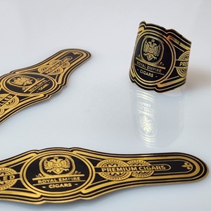 Custom Gold Foil <b>Sticker</b> for Backwoods Cigars UV Printing Embossed <b>Logo</b> Band Labels Packaging Embossed Cigar Rings - Product Image 5
