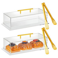Boîte de présentation en acrylique pour pain et pâtisseries, plateau rectangulaire transparent avec couvercle, conteneur de rangement alimentaire pour comptoir de fête, personnalisable