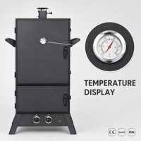Fumoir à gaz vertical à double brûleur avec allumage par impulsions, 6 niveaux de grilles, amortisseur réglable, barbecue d'extérieur