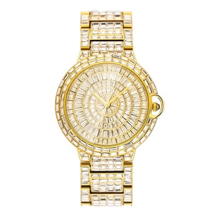 Orologio da Uomo al Quarzo con Diamanti <span class=keywords><strong>Baguette</strong></span> e Cristalli, Completamente Tempestato di Diamanti, in Oro, Vendita all'Ingrosso dalla Fabbrica - Product Image 2