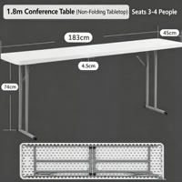Table pliante rectangulaire en plastique de 183 cm, table de banquet robuste avec pieds en métal solides pour les fêtes et la restauration