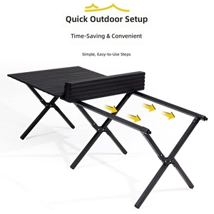 Tavolo Pieghevole da Esterno in Acciaio al Carbonio Leggero per Campeggio, <span class=keywords><strong>Set</strong></span> Completo di Attrezzatura da Picnic con Sedie Antiscivolo Opache - Product Image 3