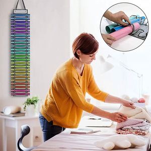 Support de rouleaux de vinyle à 12 compartiments, organisateur avec crochets de porte et sangle, en non-tissé, écologique, pliable, capacité personnalisable, fixation murale pour - Product Image 6