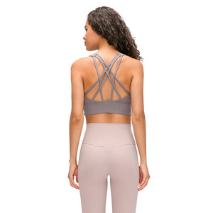 定制标志私人标签2件防抖十字蝴蝶背部运动文胸女性顶级健身 - Product Image 5