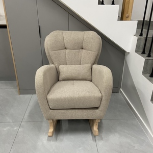 Cómoda <span class=keywords><strong>Silla</strong></span> <span class=keywords><strong>Mecedora</strong></span> de Lino con Respaldo Alto <span class=keywords><strong>para</strong></span> Bebés, con Movimiento de Balanceo Suave <span class=keywords><strong>para</strong></span> Cuarto de Bebé <span class=keywords><strong>y</strong></span> Sala de Estar - Product Image 6
