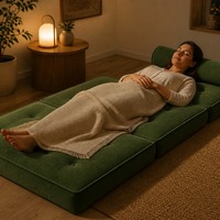 Canapé-lit pliant moderne 3 positions en velours côtelé, fauteuil convertible 170x85cm avec coussin capitonné et traversin, imperméable