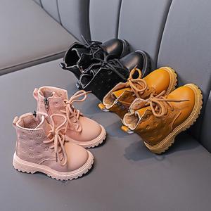 Venta al por mayor 2025 Otoño Invierno estilo británico para Martin botas para niños pequeños niños cálido terciopelo botas cortas de cuero - Product Image 5