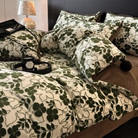 Ensemble de housse de couette quatre pièces tricotée 600TC, antistatique, avec pompons en peluche, chaude, douce pour la peau, épaisse, automne-hiver