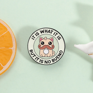 Pins de esmalte divertidos de gato con bigote y gato con barba, insignia de solapa, venta al por mayor - Product Image 2