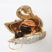 Tas Pesta Pernikahan Mewah Berbentuk Angsa dengan Kristal Rhinestone untuk Wanita, Dompet Pengantin Desain Clutch