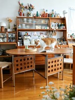 Table à manger pliante en bois massif de style rétro moderne du milieu du siècle, chaises, finition noyer, bureau mobile pour salon, design ovale extensible