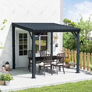 Linya Portable Upgrade Lean Wall-Mounted Modern Outdoor Furniture Gazebo Hardtop Galvanized Steel Sloping <b>Roof</b> <b>Canopy</b> Pergola - Product Image 1