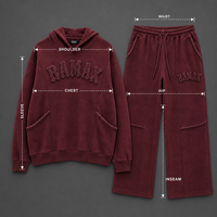 Completo Tuta Sportiva RAMAX Bordeaux Pesante con Cappuccio e Pantaloni 500 GSM Personalizzabile Oversize Streetwear Uomo Casual Fornitore all'Ingrosso