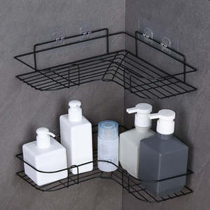 <b>Wall</b> Mounted Steel Metal Toilet Rack Organizer Bathroom Corner Storage <b>Shelf</b> for Shampoo Soap Holder Modern Bathroom Accessories - Product Image 1