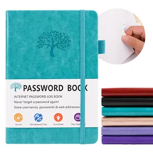 Customized logo A5 B6 PU leather hard cover journal notebook password book