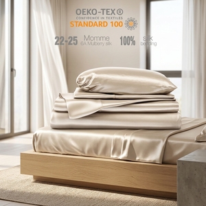 Set di Biancheria da Letto di Lusso in Seta di Gelso 100% per Sposa, Personalizzabile 19/22/25 Momme, Copripiumino e Lenzuolo con Angoli Stampati per Casa e Hotel - Product Image 1