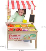 부엌 놀이 세트 나무로 되는 농부 시장 대, 가장하는 놀이를 위한 아이의 놀이방 가구 식료품류 대