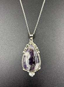 Collar con colgante de amatista Chevron de Plata de Ley 925 con piedra preciosa religiosa Vintage de diamantes, regalo perfecto para ella - Product Image 2