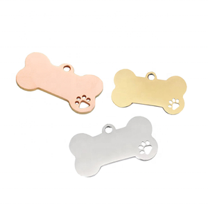 스테인레스 스틸 중공 발자국 뼈 개 태그 골드 스틸 컬러 로즈 골드 블랙 애완 동물 ID 태그 - Product Image 3