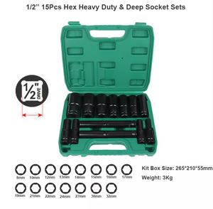 <span class=keywords><strong>Professional</strong></span> 15 Cái 8-32Mm Hex Ổ Cắm Tác Động Sâu Không Khí Nặng <span class=keywords><strong>1</strong></span>/<span class=keywords><strong>2</strong></span> "78Mm Bộ Ổ Cắm Tác Động Dài - Product Image 4