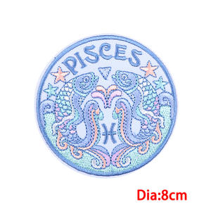 다채로운 12 조디악 로그인 자수 배지 철 꽃 패치 의류를위한 귀여운 배지 패치 - Product Image 5