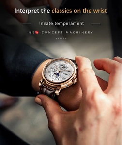 2023 Business Waterproof Mens Mechanical Watches Leather Watch for Men Moon Phase <strong>Automatic</strong> <strong>Wristwatch</strong> - Product Image 3