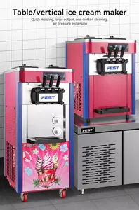 Machine à glace commerciale, 20 l/22l/H, pour la fabrication de desserts, 3 parfums